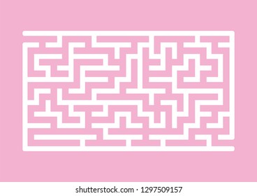 White rectangular labyrinth. Game for kids. Puzzle for children. Maze conundrum. Flat vector illustration isolated on colored background