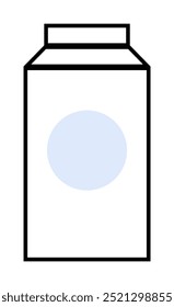 A white rectangular milk carton with a blue circle on the front. Ideal for dairy product branding, packaging design, minimalist logos, food and beverage marketing, and children's illustrations. Clean