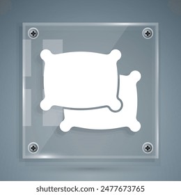 White Rectangular pillow icon isolated on grey background. Cushion sign. Square glass panels. Vector