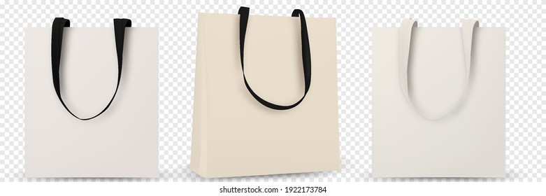 Fondo transparente de la plantilla de elementos de prueba de identidad de la bolsa de reciclaje blanca. Bolsa textil de teta para burla de las compras.