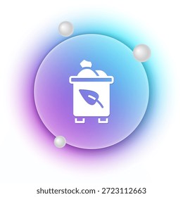 Papelera de reciclaje blanca con icono de símbolo de reciclaje aislado sobre fondo blanco. Icono de la papelera. Cartel de la papelera. Cesta de reciclaje. Fondo de círculo degradado azul y púrpura. Vector