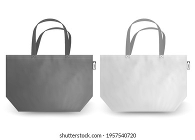 White recycle RPET bag identity mock-up items template transparent background. Textile tote bag for shopping mockup.