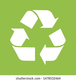 white recycle sign isolated on lime zest background vector illustration