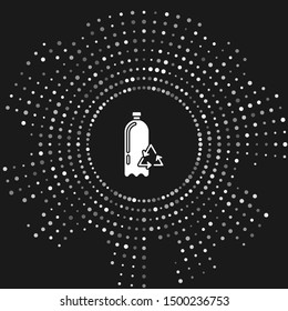 White Recycling plastic bottle icon isolated on grey background. Abstract circle random dots. Vector Illustration