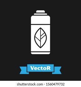 White Recycling plastic bottle icon isolated on black background.  Vector Illustration