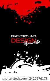 White and red abstract design set. Ink paint on brochure, Design elements isolated on white.