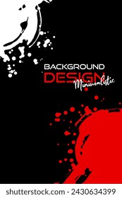 White and red abstract design set. Ink paint on brochure, Design elements isolated on white.