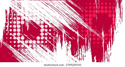 White and red abstract grunge background with halftone style.

