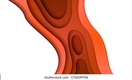 White And Red Abstract Paper Cut Background Vector Shadows 3D Smooth Objects Modern Design