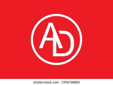White and red of AD initial logo