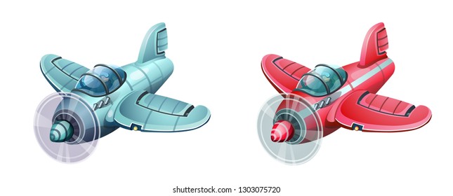White and red aircraft. Vector airplane isolated on white background.