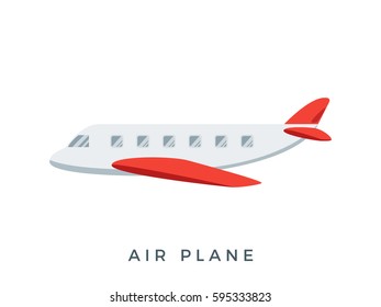 The white and red airplane. Isolated Vector Illustration