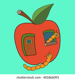 White and red apple. Vector illustration