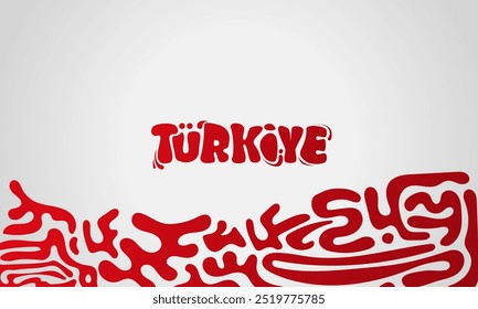 White red background with red fluid in ethnic concept design. Typography mean is turkey. Turkey republic day background