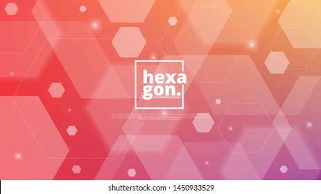 White Red Background of hexagons. Banner for your design. Geometric style. Mosaic grid. Abstract hexagons background.