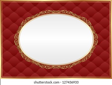 Red Background Decorative Oval Frame Gold Stock Vector (Royalty Free ...