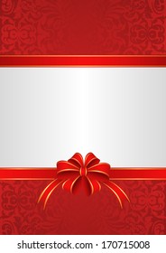 white red background with ribbons and bow