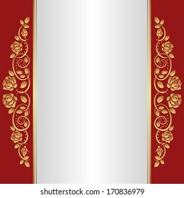 White Red Background With Rose Border