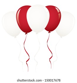 white and red balloon ribbon