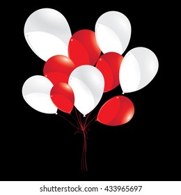 White and red balloons for Holiday and Event.
