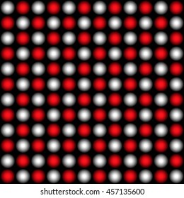 White and red balls on a black background