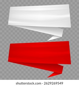 Mockups de banner branco e vermelho. Modelo de vetor isolado no plano de fundo transparente.