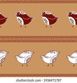 white and red bird seamless pattern