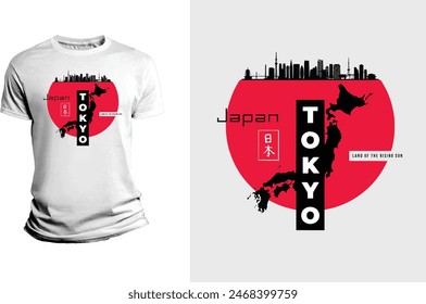 White Red Black Modern Tokyo Japan T-Shirt, Modern typography tshirt design