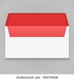 White Red Blank Envelope. Illustration Mock Up Template Ready For Your Design. Vector EPS10