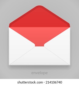 White Red Blank Envelope Isolated On Gray Background. Ready For Your Design. Product Packing Vector EPS10