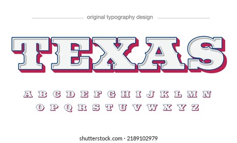 White Red And Blue 3d Country Western Display Typography