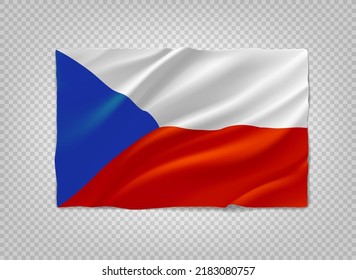 Bandera blanca, roja y azul de la República Checa. 3.d objeto vectorial aislado en transparente