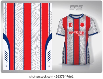 white red blue zigzag stripes pattern design, illustration, textile background for sports t-shirt, football jersey shirt mockup for football club. consistent front view