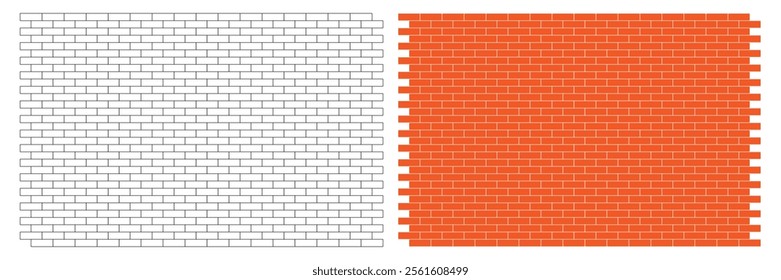 White and red Brick wall background. Fully editable  brick work patterns. EPS vector architectural