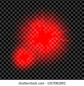 White and red bright glowing and shining star flares effect isolated on transparent background. Vector illustration