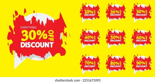 White and Red Bubble Speech Special Offer, Coupons, and Off Discount Set Vector Illustration