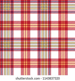 White red check seamless fabric texture. Vector illustration.