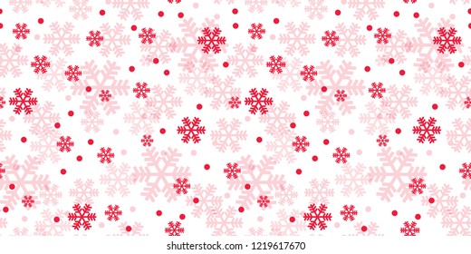White and red Christmas snowflakes repeat pattern. Great for winter holidays wallpaper, backgrounds, invitations, packaging design projects. Surface pattern design.