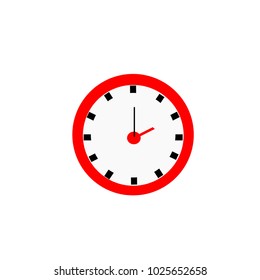 white and red clock vector illustration at 2.00 o'clock on white background.