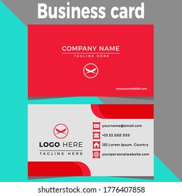 white and red color corporate business card design template 