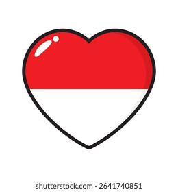 White and red colored heart icons, as the colors of the flag of Indonesia. Flat design illustration.