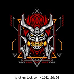 White Red Demon Toxic Mask for merchandise, apparel or other