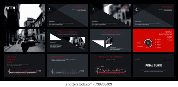 White And Red Elements On A Black Background. This Template Is The Best As A Business Presentation, Used In Marketing And Advertising, The Annual Report, Flyer And Banner