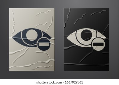 Icono de efecto Ojo rojo blanco aislado en fondo de papel desmitificado. Signo de enrojecimiento ocular. Enfermedad inflamatoria de los ojos. Estilo de arte de papel. Ilustración vectorial