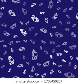 Icono de efecto Ojo rojo blanco aislado sin fisuras en fondo azul. Signo de enrojecimiento ocular. Enfermedad inflamatoria de los ojos. Ilustración vectorial