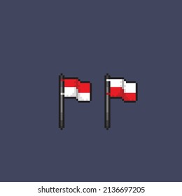 white and red flag in pixel style