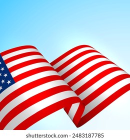 White and red flag with stars. Vector illustration