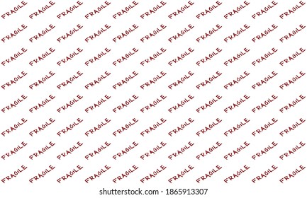 white and red geometric diagonal pattern with the word fragile with pencil stroke effect.