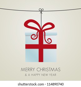 white red gift box hanging on twine
