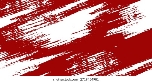 Fondo de textura grunge de patrón de color degradado de puntos de semitono rojo blanco. Ilustración vectorial de estilo deportivo de cómic de arte pop de punto.